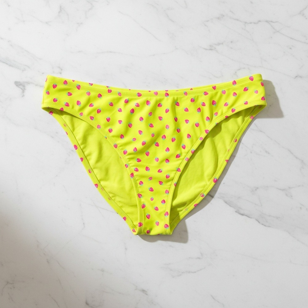 Wild Fable Neon Lime Green Strawberry High Leg Cheeky‎ Bikini Bottoms 2X NWT